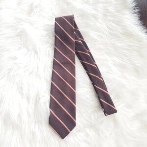 Vintage Sauve 80s Brown Striped 90s Mens Neck Tie Retro Wide OS